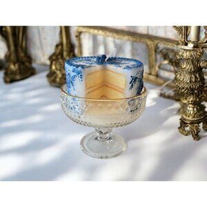 New Laura Ashley Blue White Toile Chic Decorative Floral Cake Scented Candle